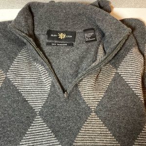 Glen Lyon 100% cashmere pullover argyle front with zippered neck
